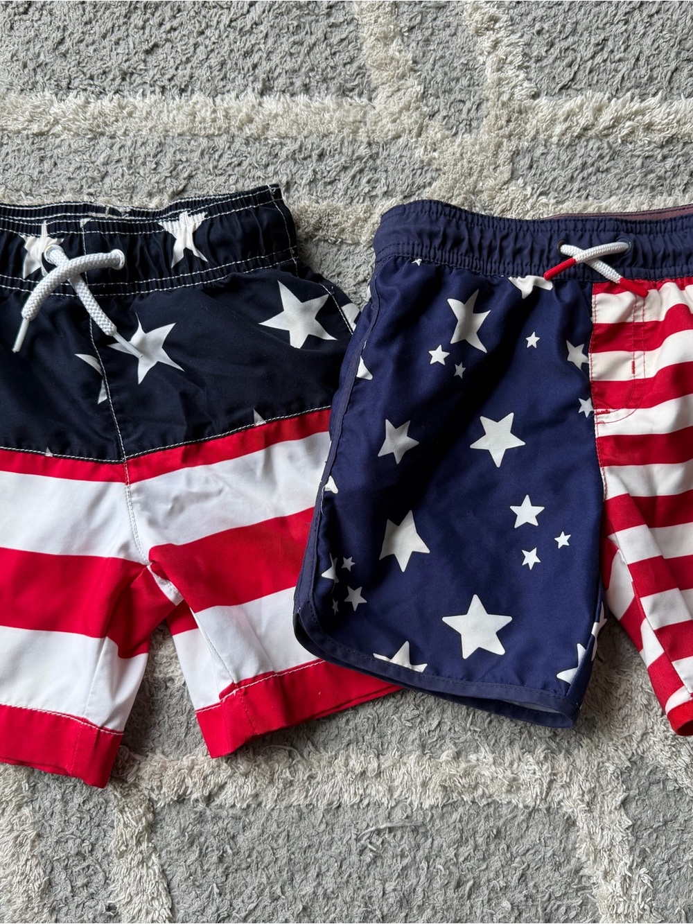 Kids American Flag Swim Shorts - Navy, Red & White